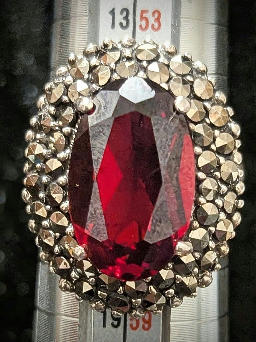 Vintage Cubic Zirconia with Marcasite Statement Ring